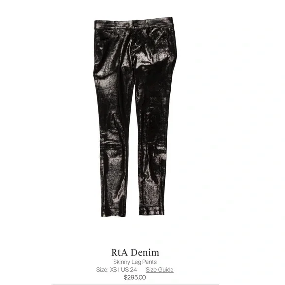 RTA DENIM SHINY LAMB LEATHER PANTS! - Picture 2 of 5